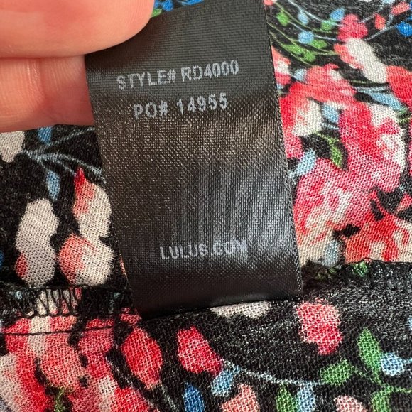 Lulu's Maxi Dress XL Black Floral Off the Shoulder Maxi Side Slits Romantic New - Picture 14 of 15